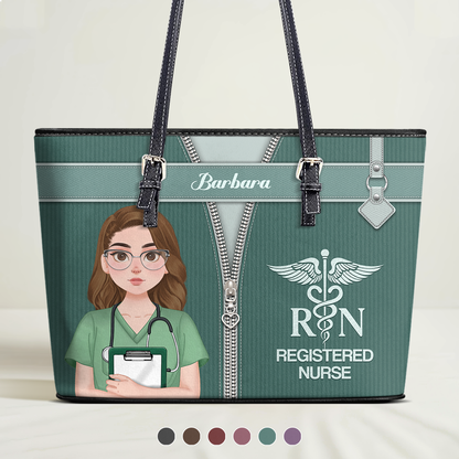 Corduroy Nurse - Personalized Custom Nurse Leather Tote Bag