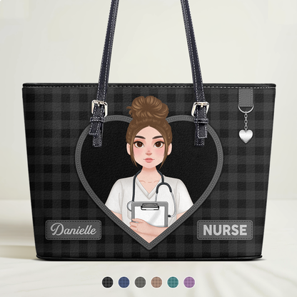 Daily Nurse Style - Personalized Custom Nurse Leather Tote Bag