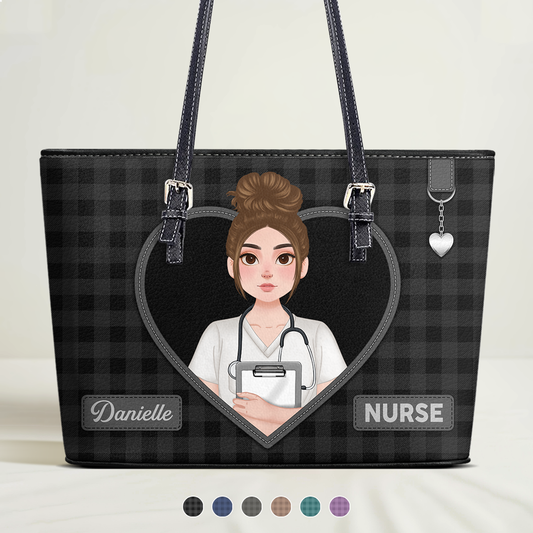 Daily Nurse Style - Personalized Custom Nurse Leather Tote Bag