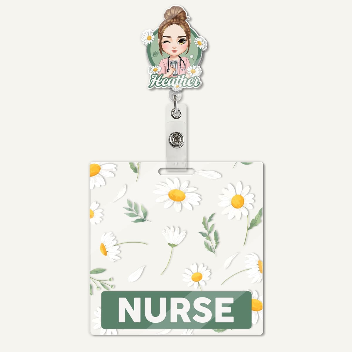 Daisy Love - Personalized Nurse Badge Reel & Buddy Set