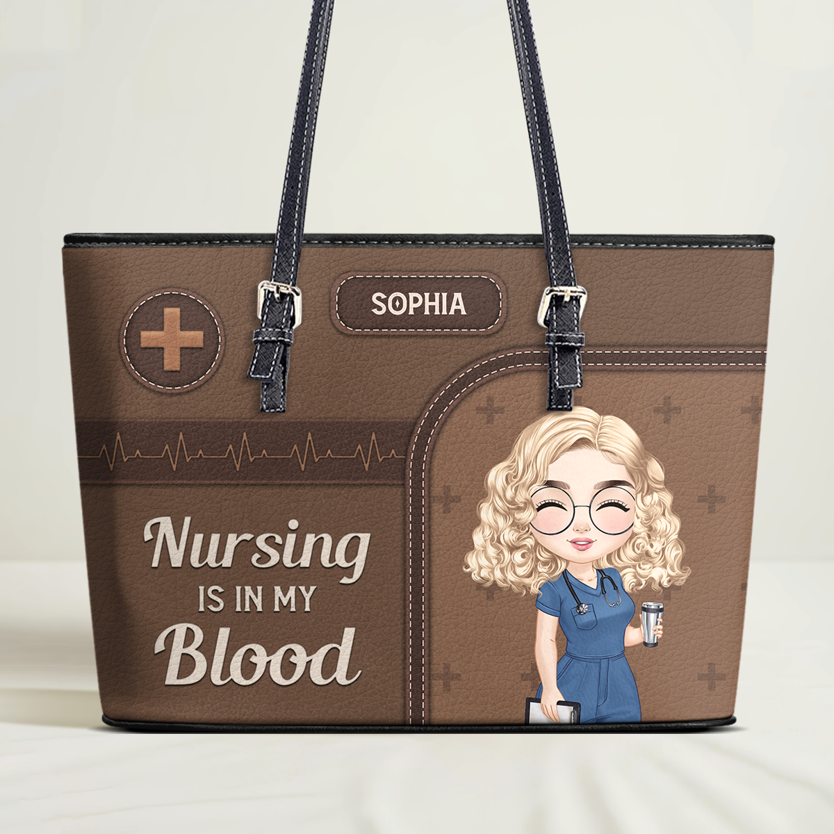 Dedicated Nurse - Personalized Custom Nurse Leather Tote Bag