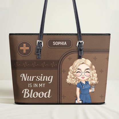 Dedicated Nurse - Personalized Custom Nurse Leather Tote Bag