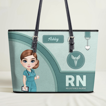 Gentle Nursing Professionals - Personalized Custom Nurse Leather Tote Bag