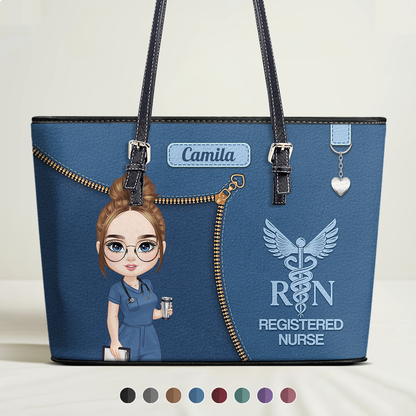 Glamorous Nurse Life - Personalized Custom Nurse Leather Tote Bag