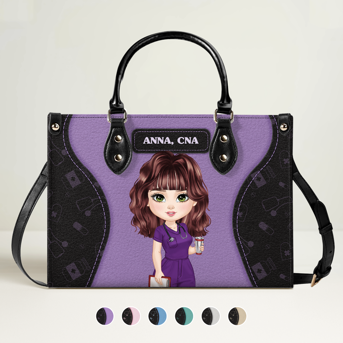 Glowy Nurse - Personalized Custom Leather Handbag