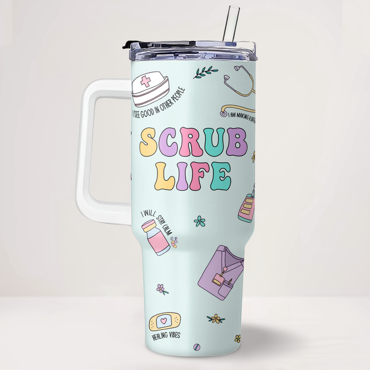 Scrub Life - Personalized Nurse 40oz Tumbler With Handle