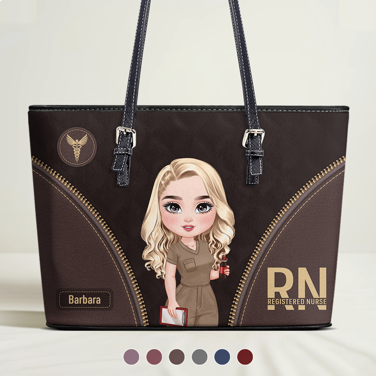 Humble Nurse - Personalized Custom Nurse Leather Tote Bag
