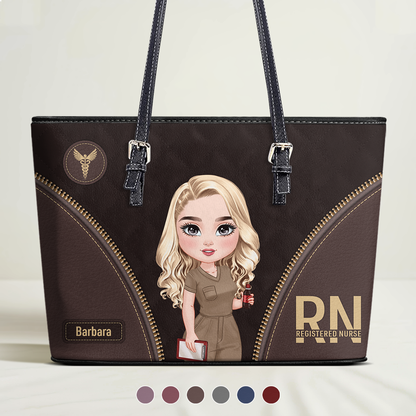 Humble Nurse - Personalized Custom Nurse Leather Tote Bag