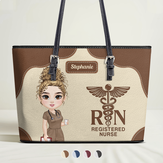 Nurse Caring - Personalized Custom Nurse Leather Tote Bag