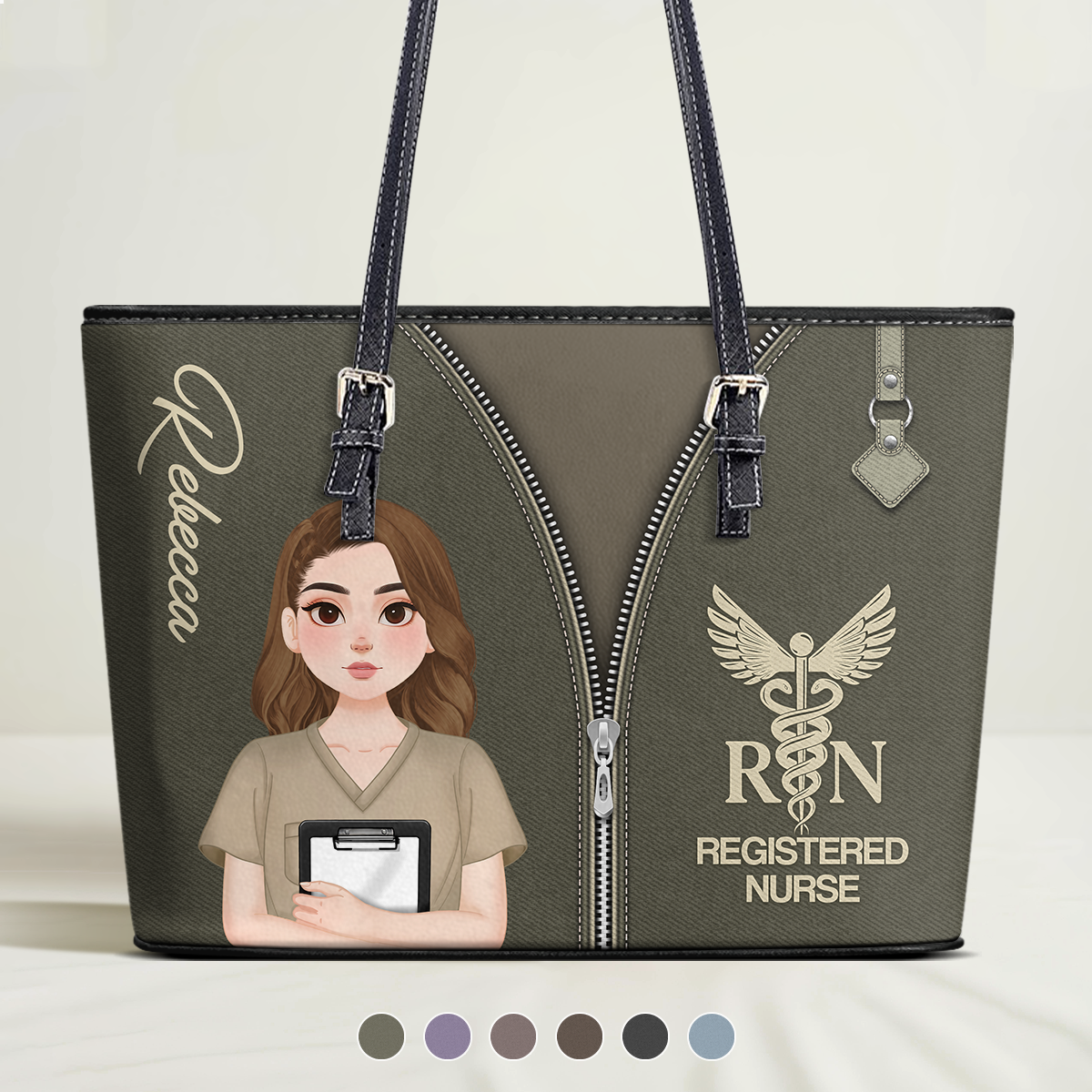 Nurse Modern Style - Personalized Custom Nurse Leather Tote Bag