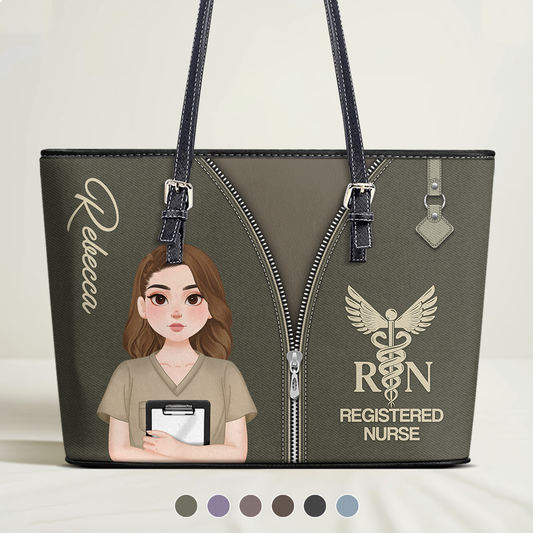 Nurse Modern Style - Personalized Custom Nurse Leather Tote Bag