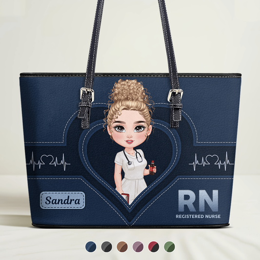 Nursing Scrub Life - Personalized Custom Nurse Leather Tote Bag