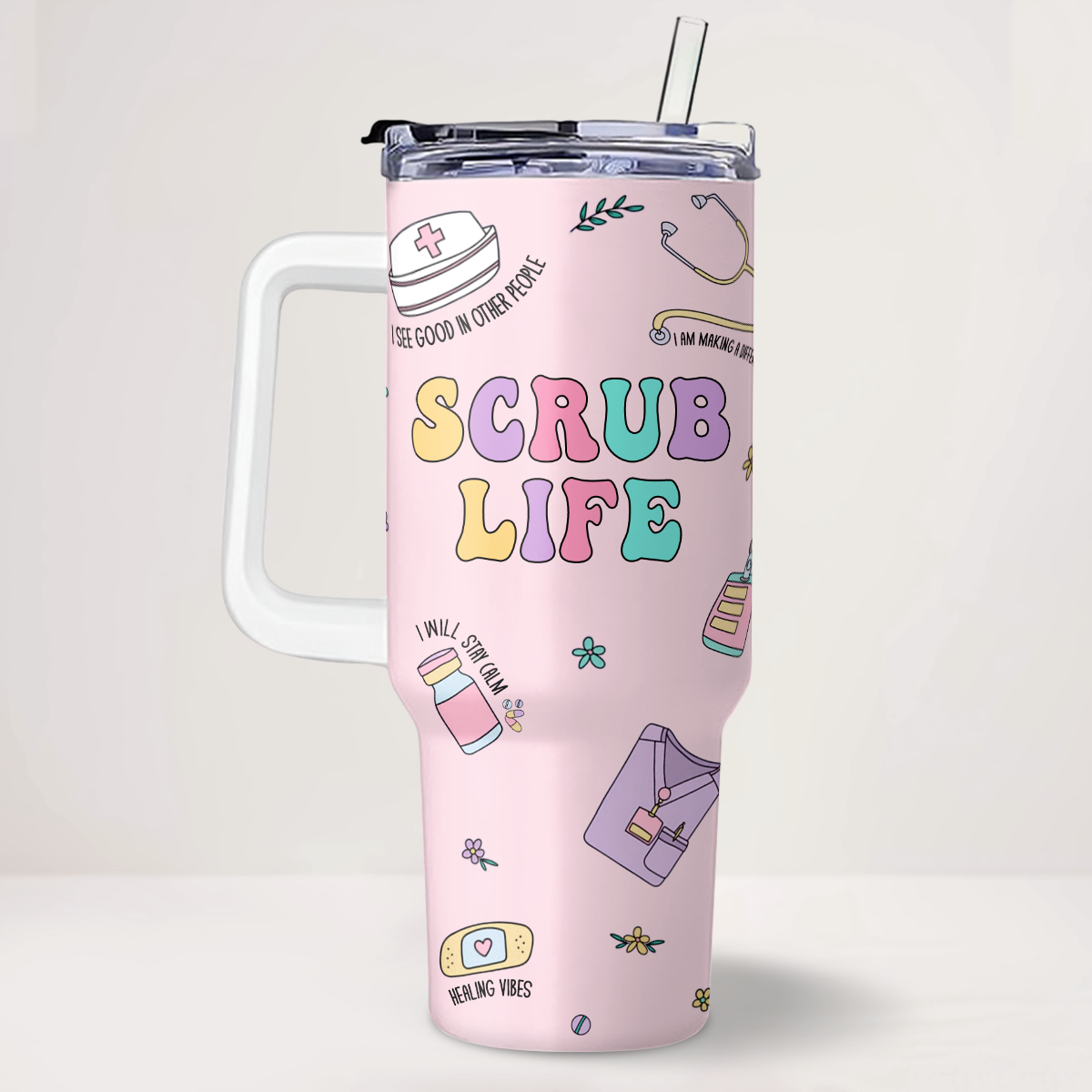 Scrub Life - Personalized Nurse 40oz Tumbler With Handle