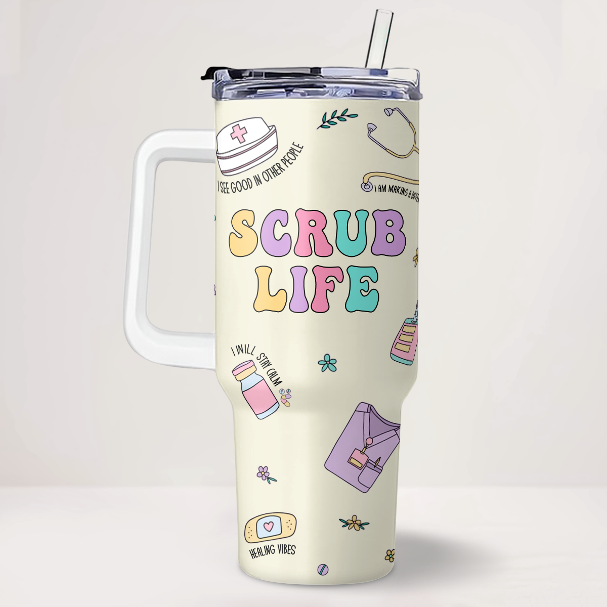 Scrub Life - Personalized Nurse 40oz Tumbler With Handle