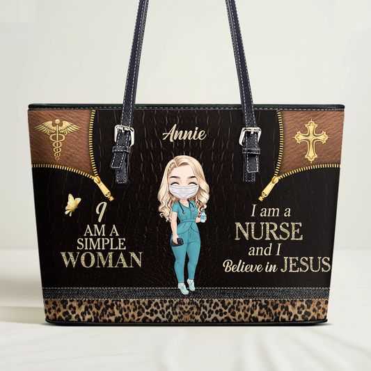 A Simple Nurse - Personalized Custom Nurse Leather Tote Bag