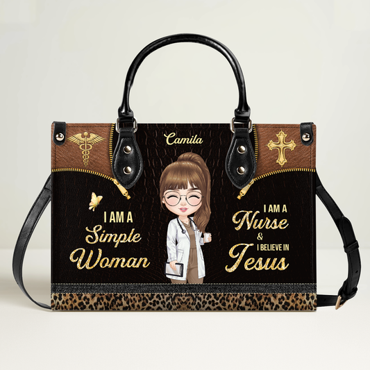 A Simple Nurse - Personalized Custom Leather Handbag