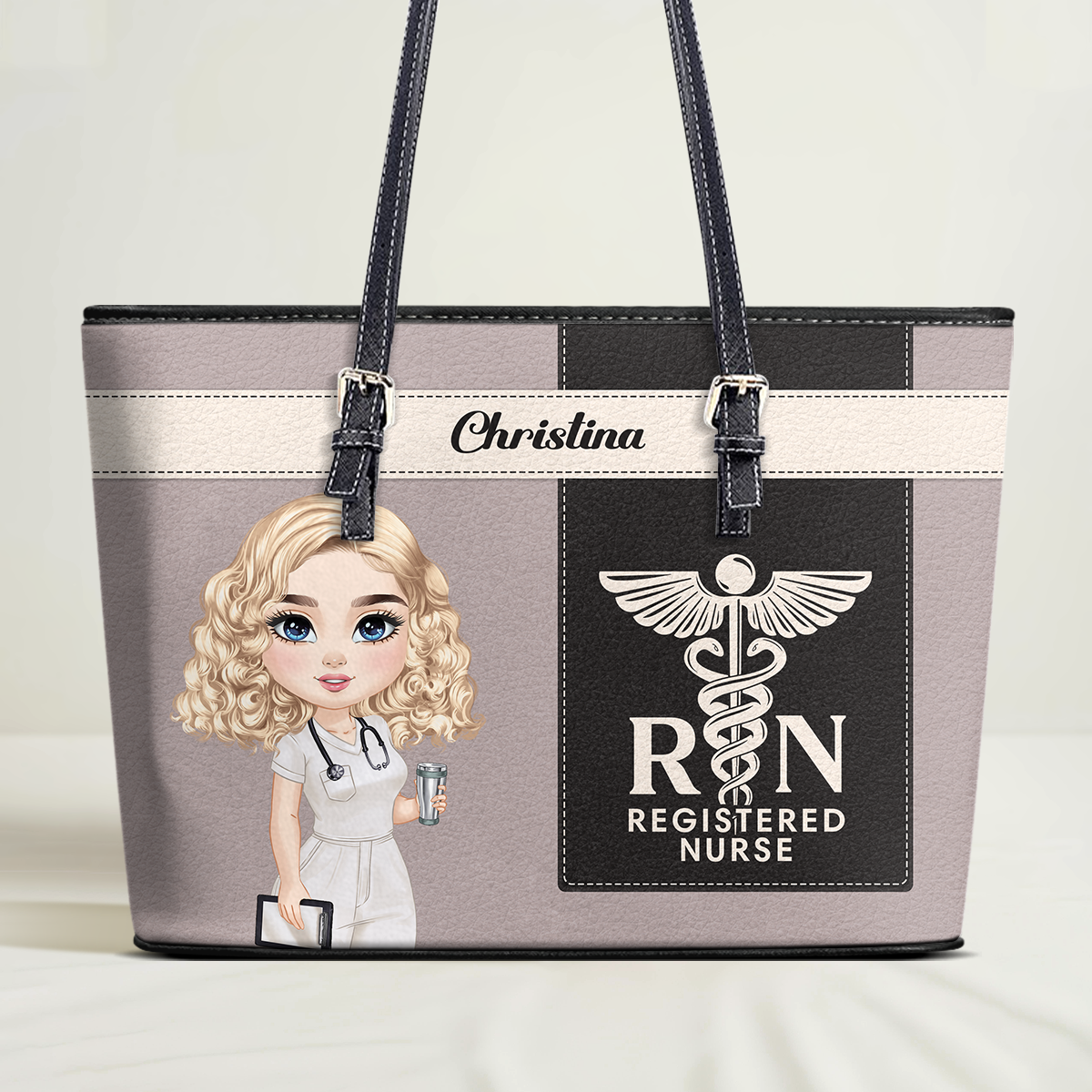 Aesthetic Nurse Style - Personalized Custom Nurse Leather Tote Bag