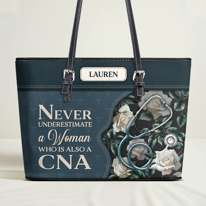 Also A Nurse - Personalized Custom Nurse Leather Tote Bag