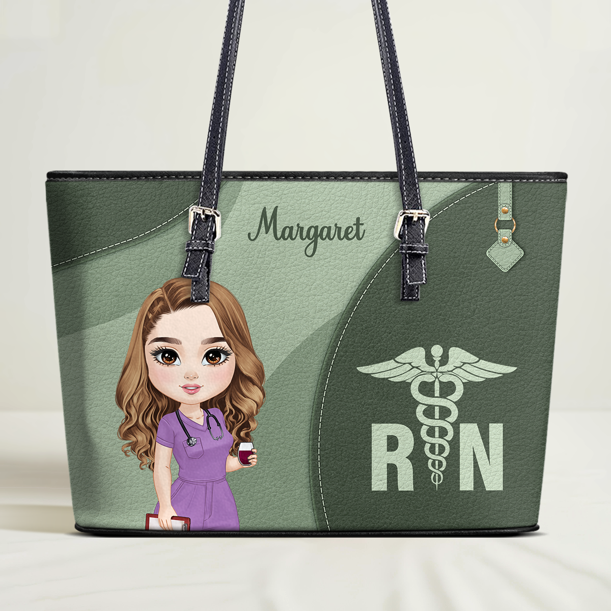 Amazing Nursing Life - Personalized Custom Nurse Leather Tote Bag