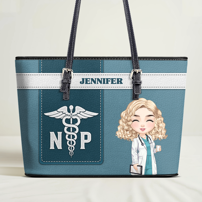 Basic Nurse - Personalized Custom Nurse Leather Tote Bag