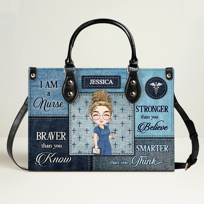 Brave Nurse - Personalized Custom Leather Handbag