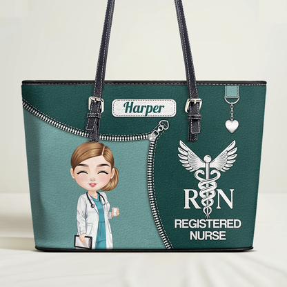 Colorful Nurse Life - Personalized Custom Nurse Leather Tote Bag