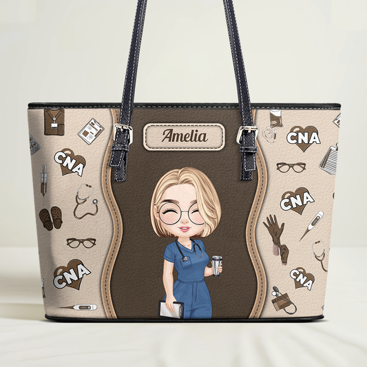 Crazy Nurse Life - Personalized Custom Nurse Leather Tote Bag