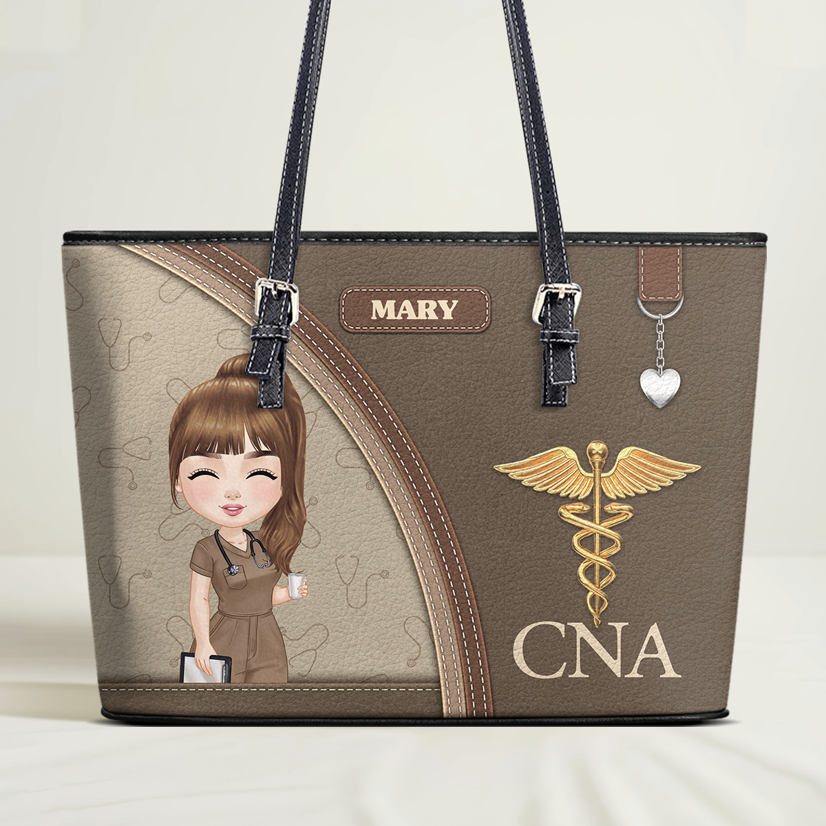 Elegant Nurse Life Ver 2 - Personalized Custom Nurse Leather Tote Bag