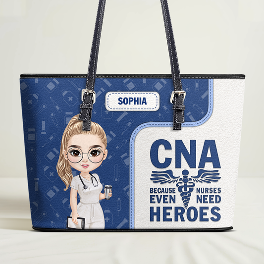 Even Nurses Need Superheroes - Personalized Custom Nurse Leather Tote Bag