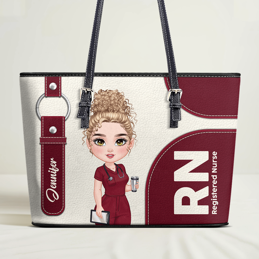 Fearless Nurse - Personalized Custom Nurse Leather Tote Bag