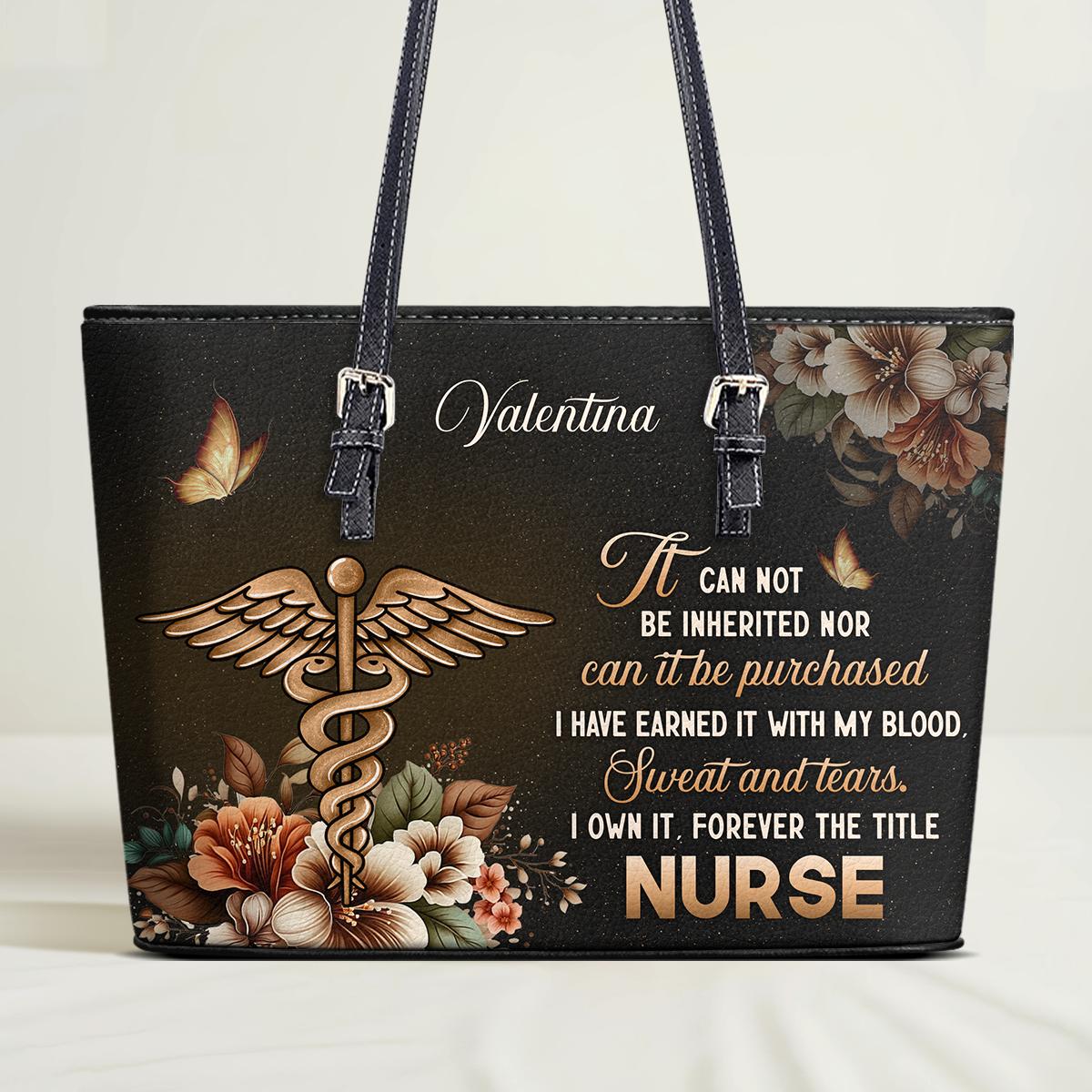 Forever The Title Nurse - Personalized Custom Nurse Leather Tote Bag