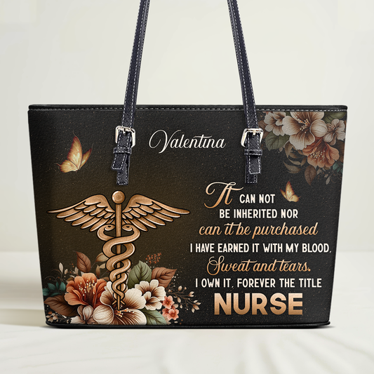 Forever The Title Nurse - Personalized Custom Nurse Leather Tote Bag