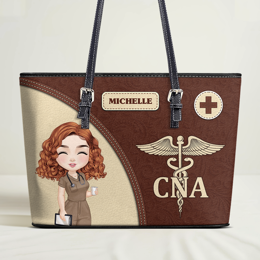 Gorgeous Nurse - Personalized Custom Nurse Leather Tote Bag
