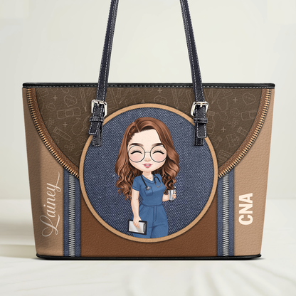 Gorgeous Nurse Style - Personalized Custom Nurse Leather Tote Bag
