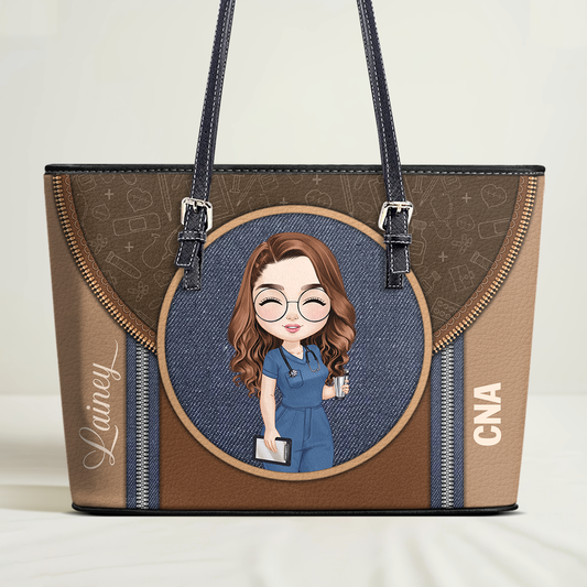 Gorgeous Nurse Style - Personalized Custom Nurse Leather Tote Bag