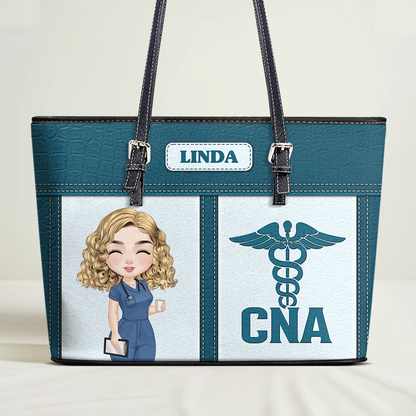 Graceful Nurse - Personalized Custom Nurse Leather Tote Bag