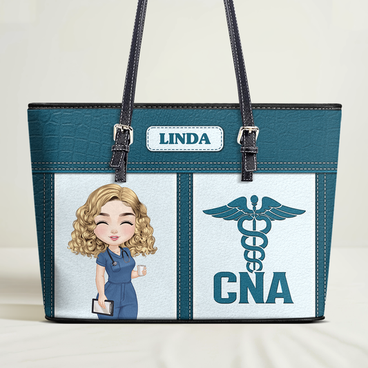 Graceful Nurse - Personalized Custom Nurse Leather Tote Bag