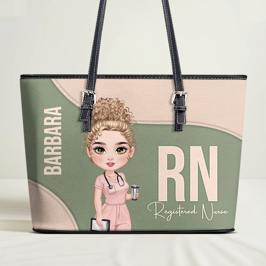 I Am The Nurse - Personalized Custom Nurse Leather Tote Bag