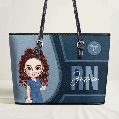Kind Nurse - Personalized Custom Nurse Leather Tote Bag