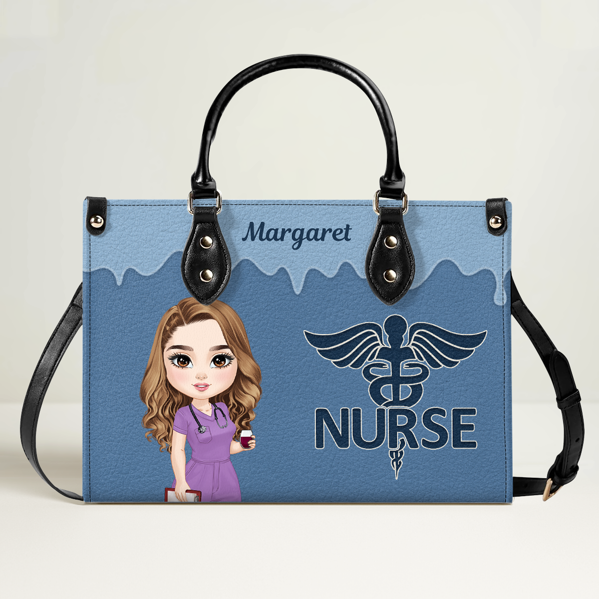 Kinda Awesome Nurse - Personalized Custom Leather Handbag