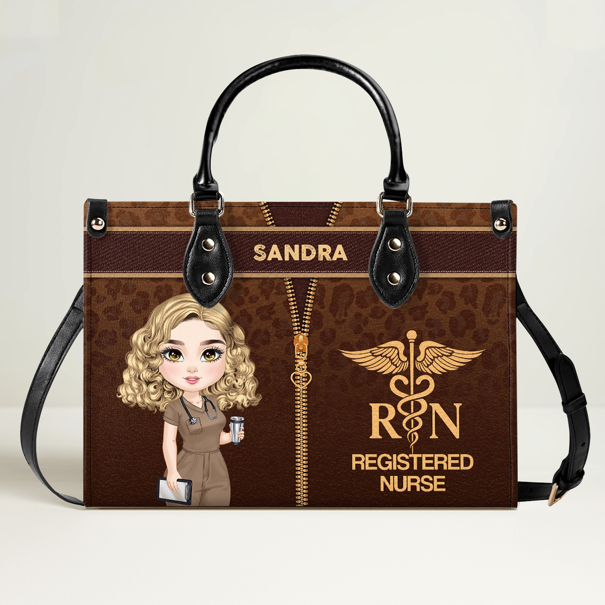 Leopard Nurse Style - Personalized Custom Leather Handbag