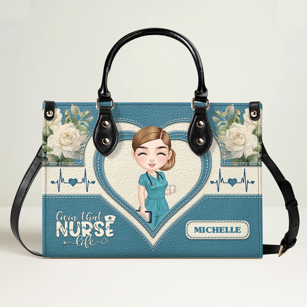 Living That Nurse Life - Personalized Custom Leather Handbag