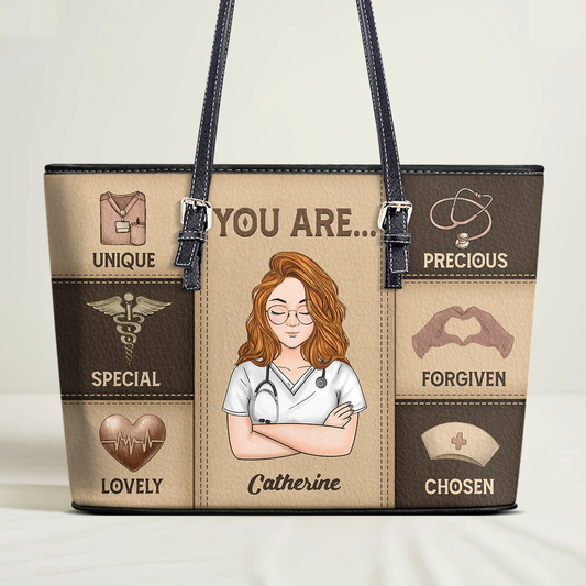 Love Nurse Life - Personalized Custom Nurse Leather Tote Bag