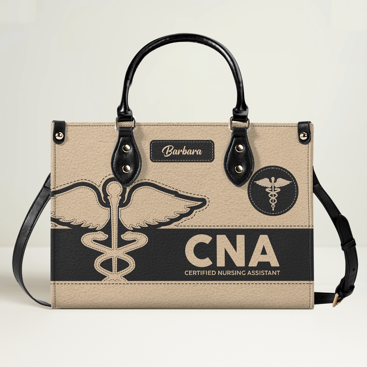 Neutral Style Nurse - Personalized Custom Leather Handbag