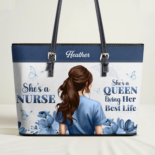 Nurse Best Life - Personalized Custom Nurse Leather Tote Bag