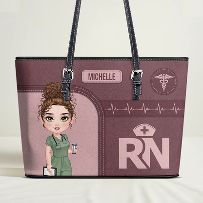 Nurse Cap - Personalized Custom Nurse Leather Tote Bag