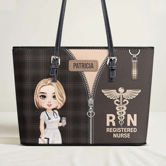 Nurse Classic Style - Personalized Custom Nurse Leather Tote Bag