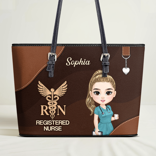 Nurse Daily Life - Personalized Custom Nurse Leather Tote Bag