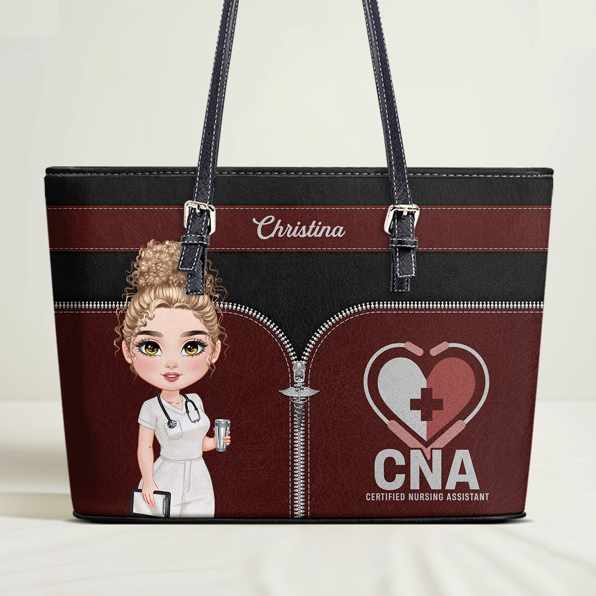 Nurse Heart Medical - Personalized Custom Nurse Leather Tote Bag