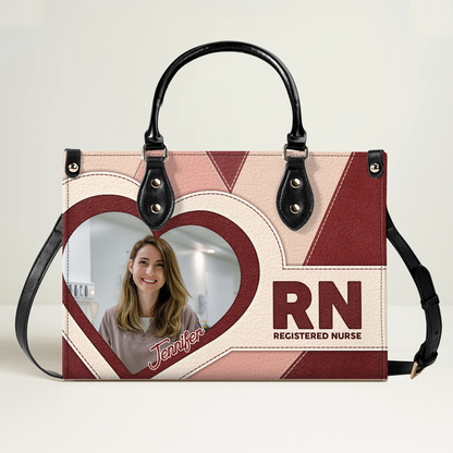 Nurse Heart Photo - Personalized Custom Leather Handbag